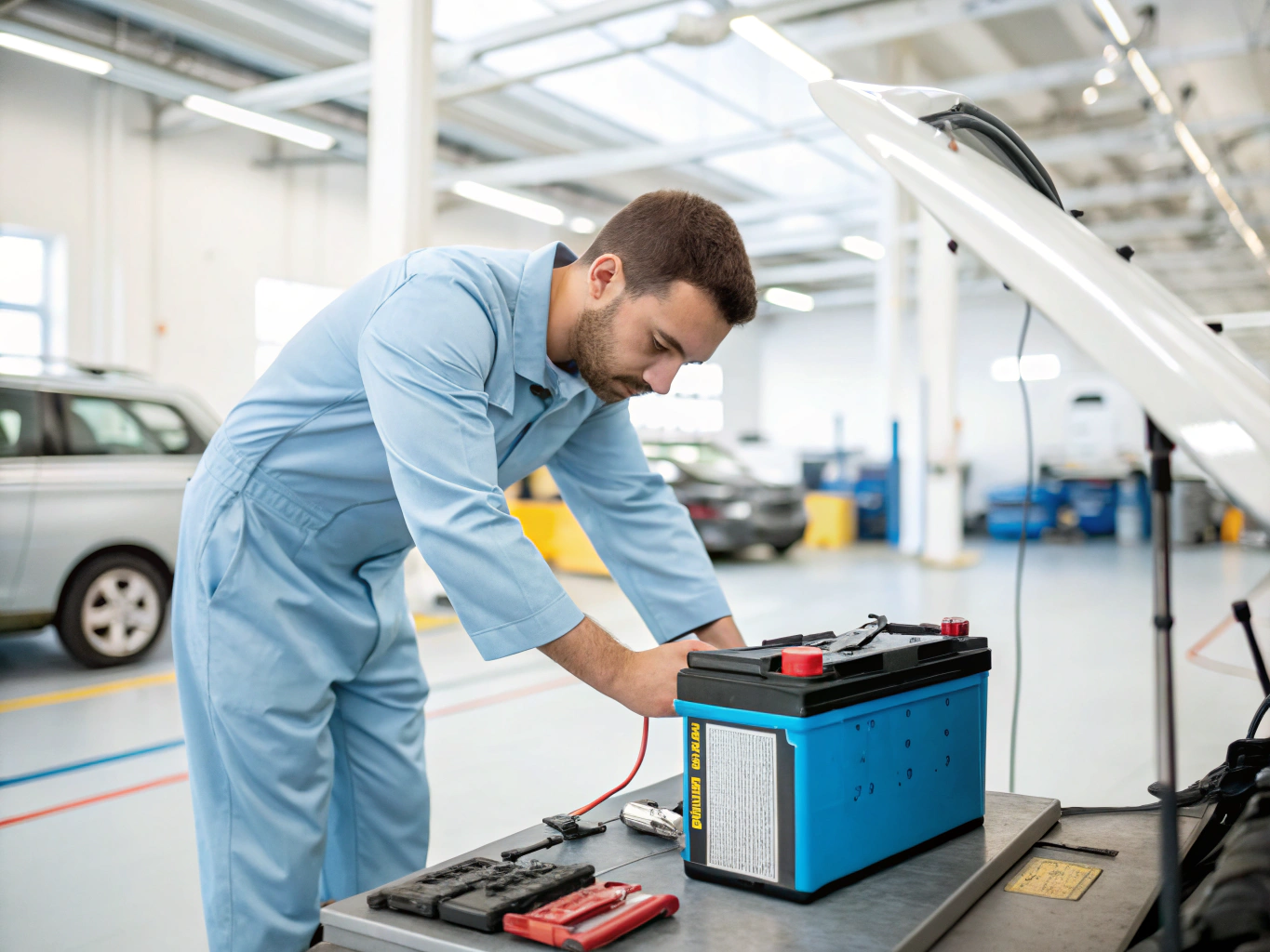 Installing a new car battery on-site