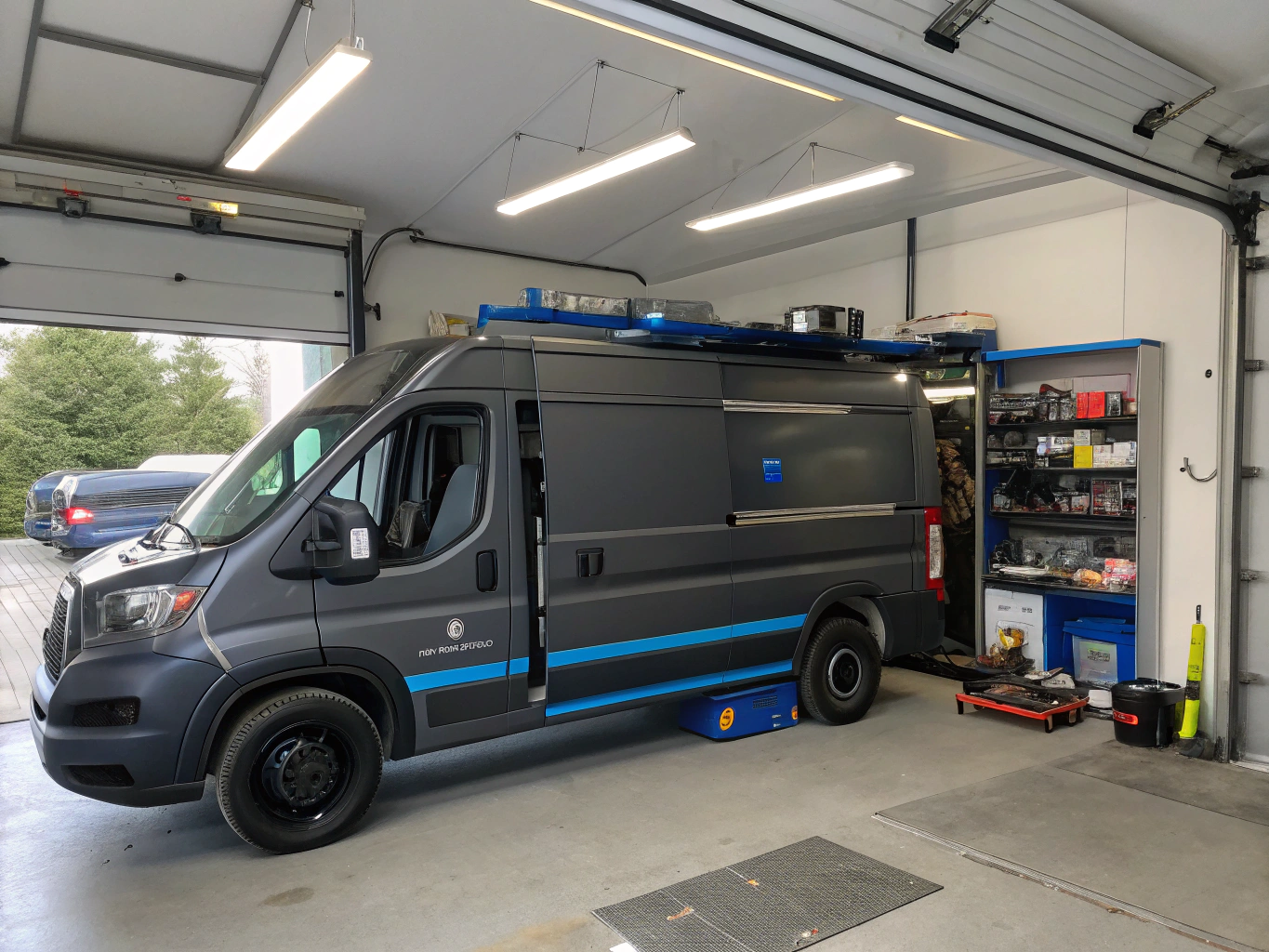 Interior of our fully equipped mobile service van